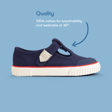 Anchor, Navy blue t-bar buckle canvas shoes