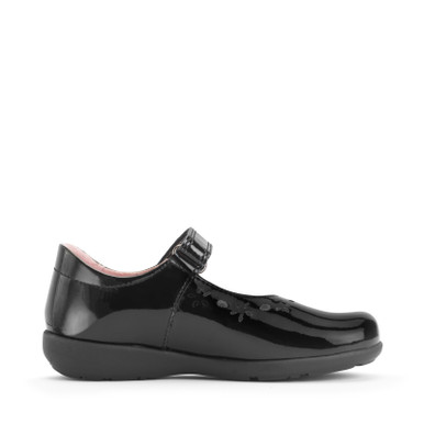 Emily, Black patent girls rip-tape school shoes