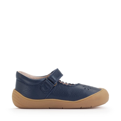 Eva, Navy leather girls rip-tape first walking shoes