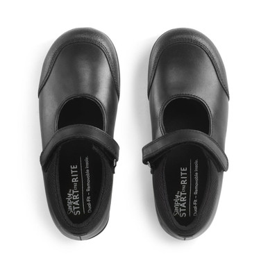 Grade, Black leather Simply by Start-Rite girls rip-tape Dual-Fit school shoes