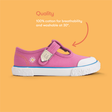 Anchor, Pink girls t-bar buckle canvas shoes