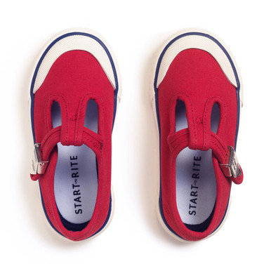 Anchor, Red t-bar buckle kids canvas shoes