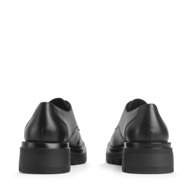 Barcelona, Black leather girls lace-up Angry Angels school shoes