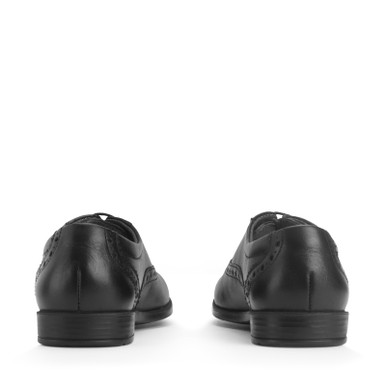 Hermione, Black leather girls lace-up closed school shoes