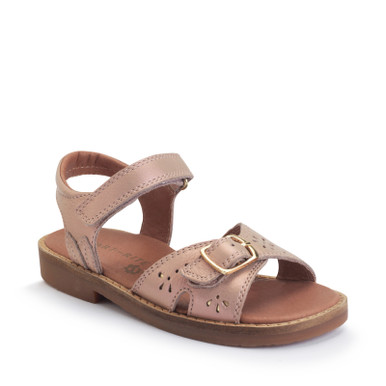 Holiday, Taupe pearlised leather girls rip-tape sandals