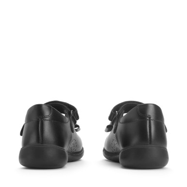 Bella, Black leather girls rip-tape bow school shoes