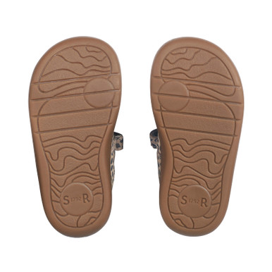 Eternal, Taupe nubuck/splash girls rip-tape T-bar first walking shoes
