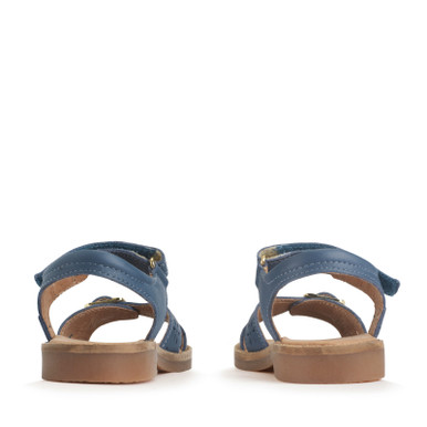 Holiday, Denim blue leather girls rip-tape sandals